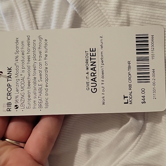 NWT Athleta large tall white modal rib crop tank - Picture 4 of 4